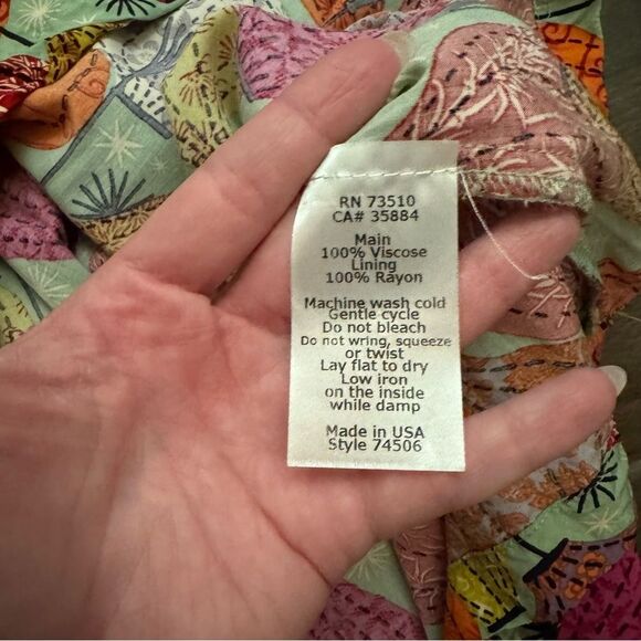 Uncle Frank Chinese Lantern Print Multicolor Short Sleeve Rayon Mini Swing Dress - Picture 10 of 15